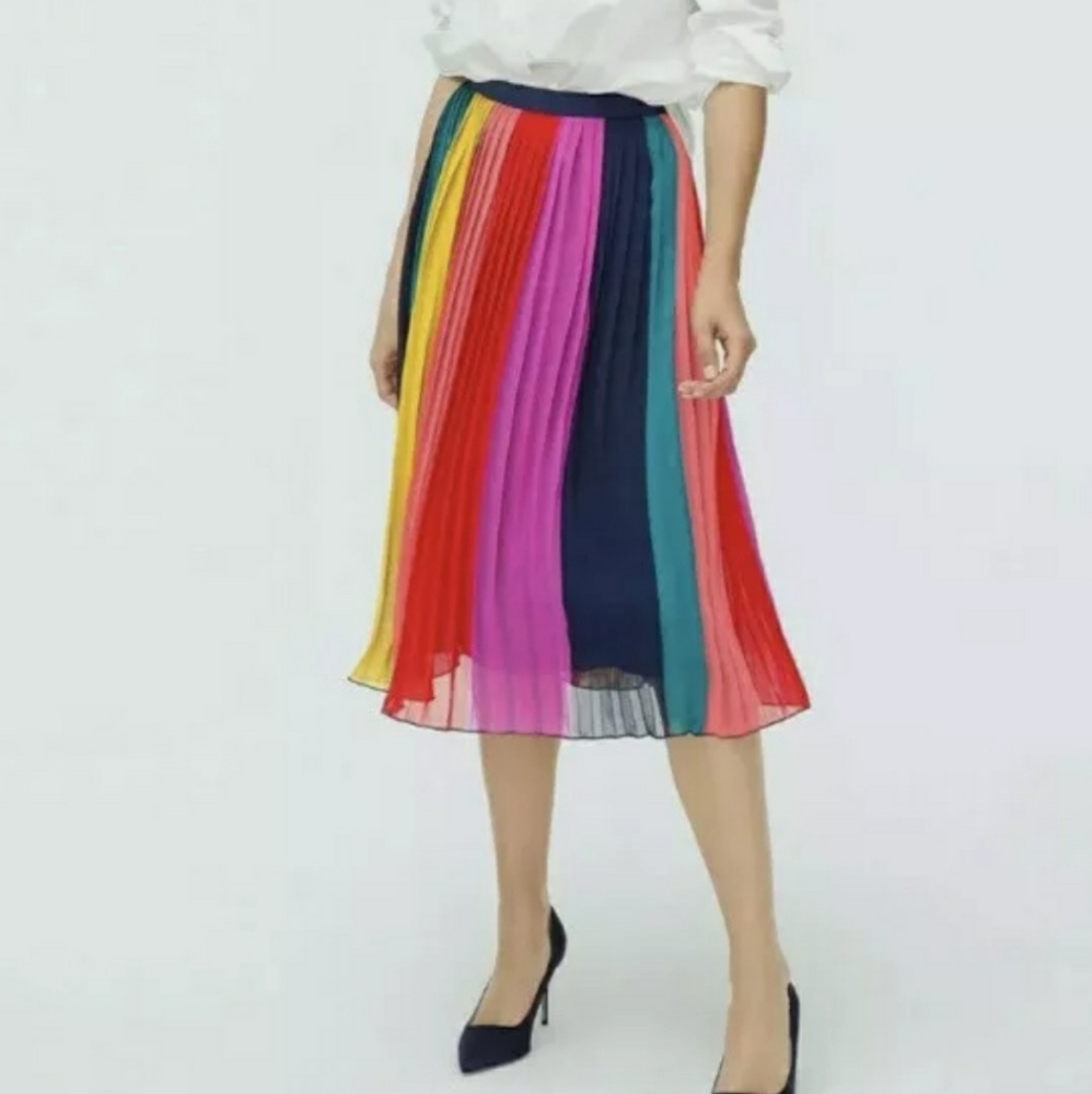 J.Crew  Sunburst rainbow midi skirt 🌈 NWT